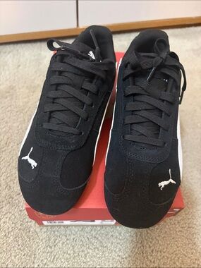 Puma Black Suede Trainers with White Puma Logo